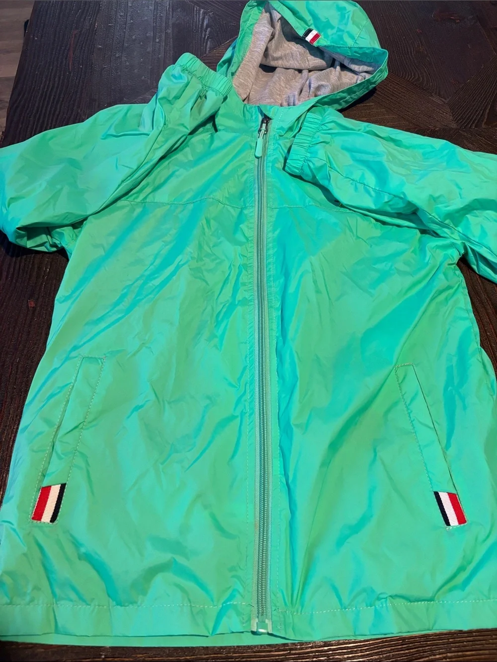 Kids Hooded Rain Jacket - Mint Green